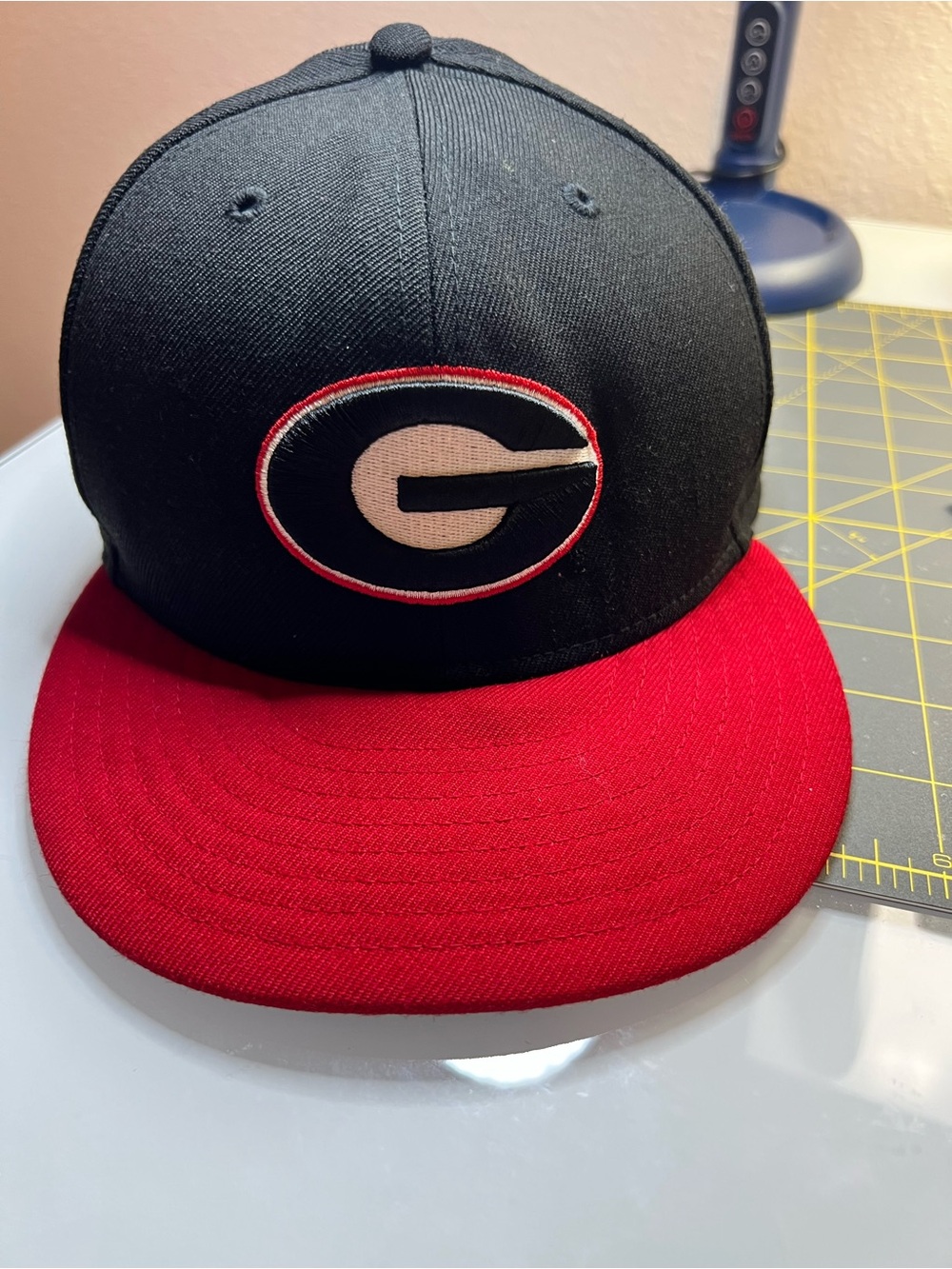 Georgia Bulldogs Black and Red Fitted Hat with White and Red 'G' Logo